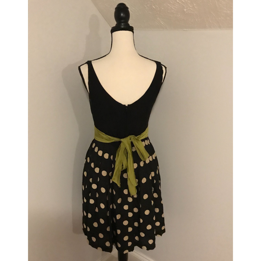 Anthropologie Corey Lynn Calter Polka Dot Fit Flare Dress Size 8 Slice of Lime - Picture 4 of 9